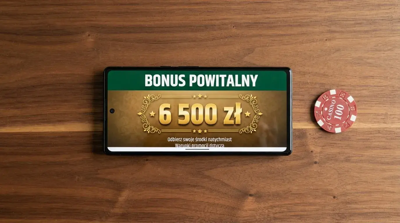 Ekran z warunkami bonusu powitalnego podczas rejestracji w kasynie online